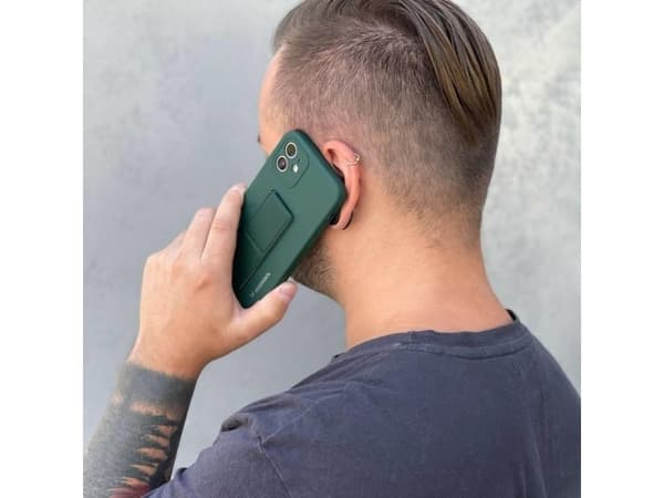 Wozinsky Kickstand silikon-deksel med stativ til iPhone 12 Pro Max - svart