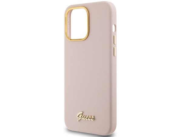Guess silikon Script metallogga & ramskal för iPhone 15 Pro Max - rosa
