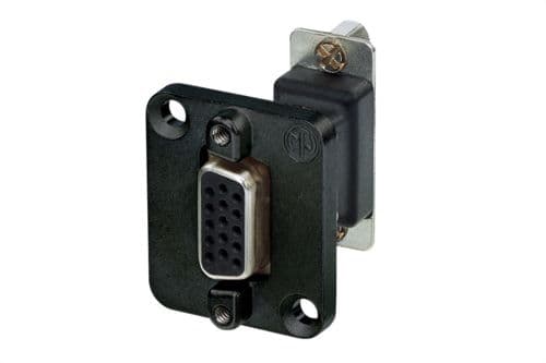 Neutrik NADB15FF-B, VGA, VGA, Sort, Rustfritt stål