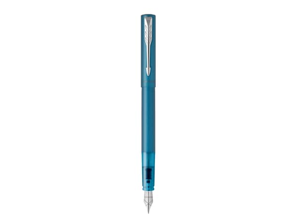 Parker Vector XL, Turkosblå, Påfyllning med bläckpatronssystem, Blå, Rostfritt stål, Medium, Ambidextrous