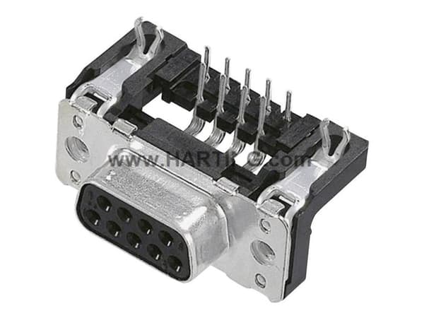 Harting 09 66 252 7613, D-Sub SV, Sort, Rustfritt stål, Hunkjønn, Ledning feste, Stål, Termoplast, Kopper