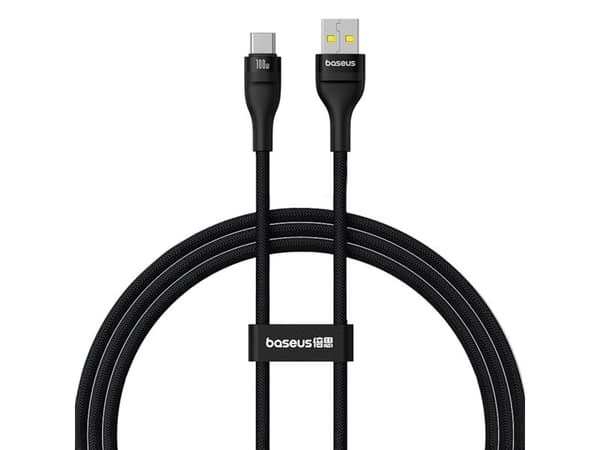 Baseus Flash-kabel 2x USB-A / USB-C 100W 1 m - svart