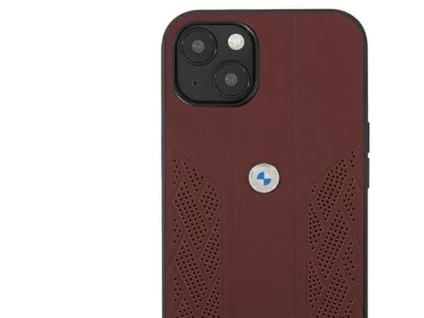 BMW lær Curve Perforate-deksel for iPhone 13 - rød