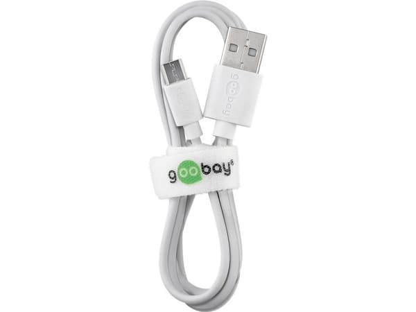 Goobay 77527, 1 m, USB A, Micro-USB B, USB 2.0, 480 Mbit/s, Vit