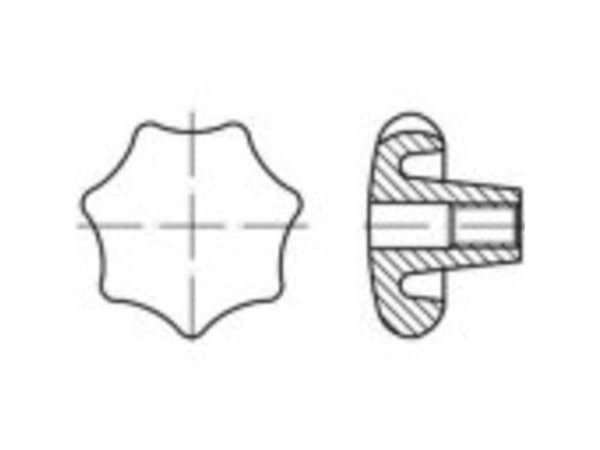 TOOLCRAFT stjärnvinggrepp mässing/plast TO-5453892 (10 st.)
