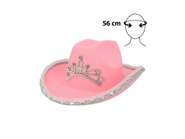 Vaaleanpunainen cowboy-hattu LED-valoilla, lapsille