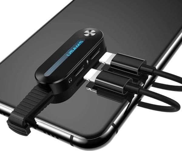 USAMS Lightning dualadapter med LED-ljus SJ357 Svart