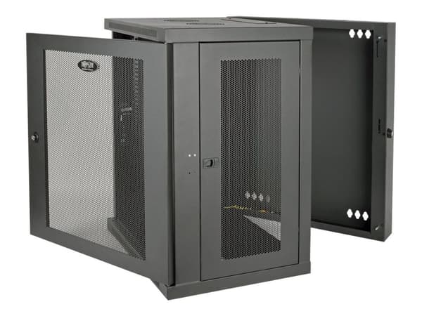 SmartRack 15U Low-Profile Switch-Depth Wall-Mount Half-Height Rack Enclosure, Hinged Back