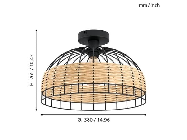 EGLO ANWICK LOFT E27 Ø380 SORT/NATUR
