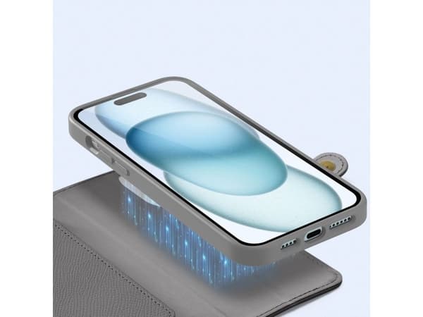 Dux Ducis Lawa läderfodral till iPhone 15 - Grå