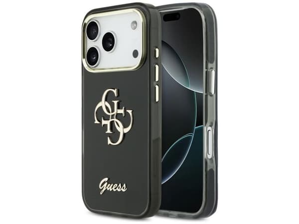 Guess IML 4G Script metalldeksel for iPhone 17 Pro - svart
