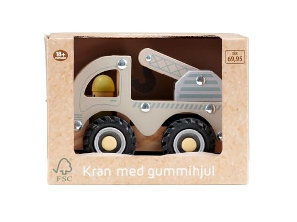 Kran m/gummihjul i træ