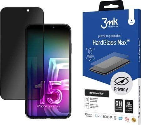 3MK HardGlass Max Privacy, iPhone 15 Plus, 1 styck