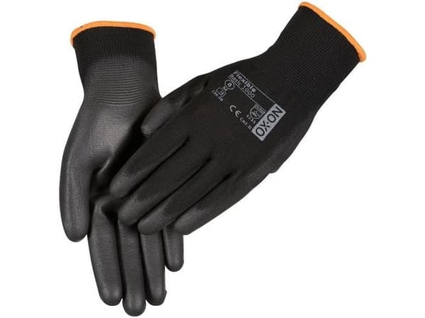 OX-ON strikhandske str. 11 - Flexible Basic 1000, fingerdyppet, polyester m/PU belægning