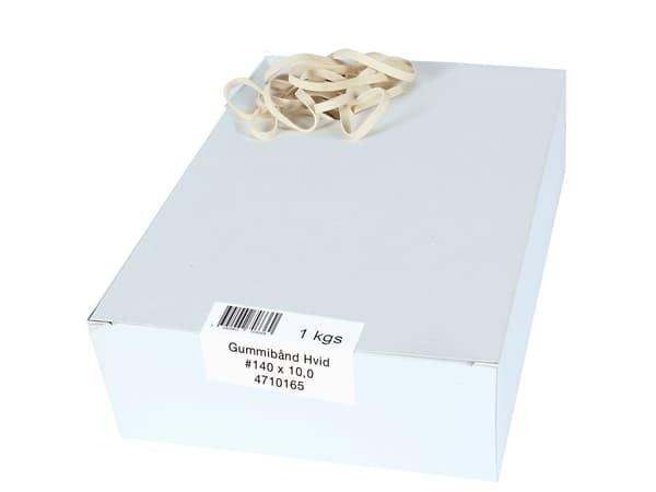 Elastik, 140 x 10 mm, vit, förpackning med 1000 g