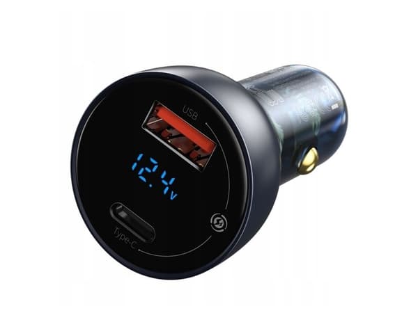 Baseus Particular 65W bil-laddare USB-A USB-C QC PPS med digital display - mörkgrå