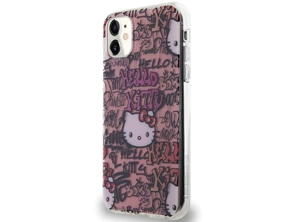 Hello Kitty IML Žymos Graffiti dėklas iPhone 11 / Xr - rožinis
