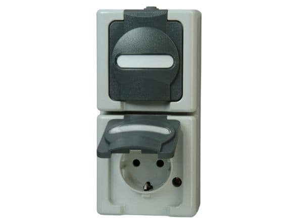 Kopp 131456008, CEE 7/3, 2 moduuli(a), CEE 7/4, Musta, Harmaa, 250 V, 16 A