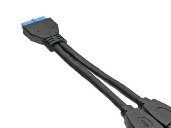 InLine 33445I, 0,15 m, 2x USB A, 19 pin, Musta