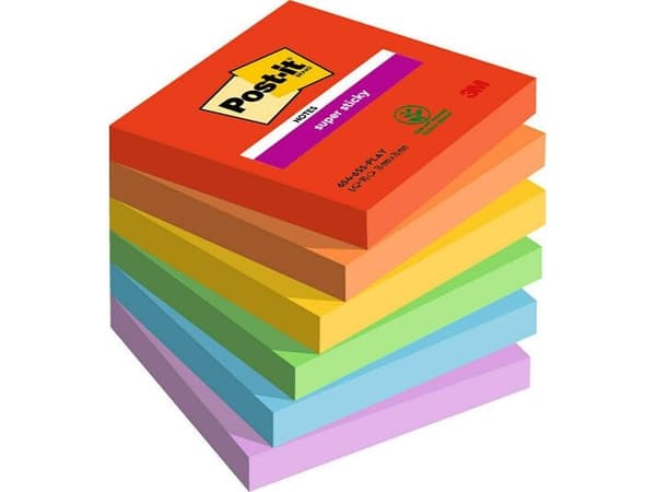 Post-It Super Sticky Notes Leikkisä, 76 x 76 mm, 6 kpl pakkaus