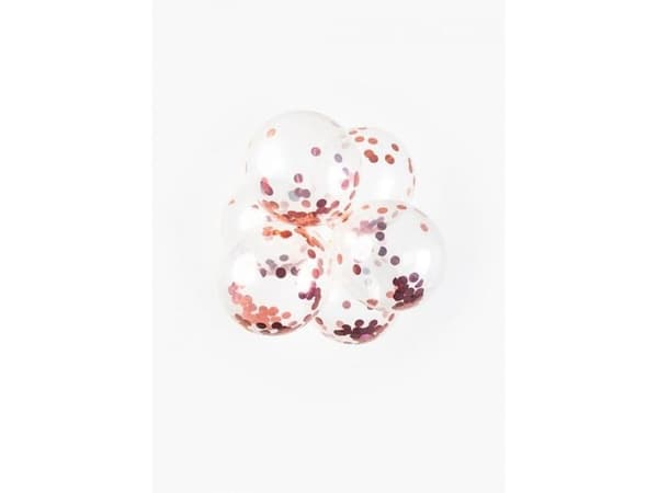 Ballonger, konfetti i roséguld