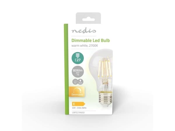 Nedis LBFE27A602, 7 W, 64 W, E27, 806 lm, 15000 timer, Varm hvit