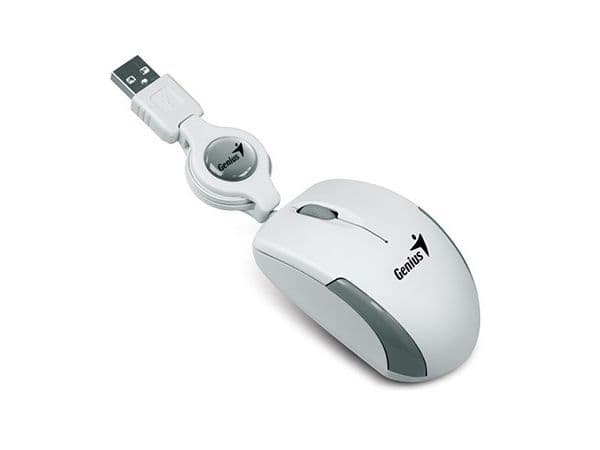 Genius Computer Technology Micro Traveler V2, Ambidextrous, Optisk, USB Type-A, 1000 DPI, Vit