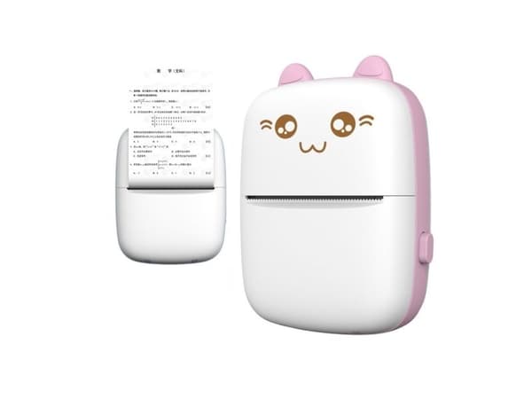 Hurtel Mini Kot termisk etikettprinter med Bluetooth til telefon Fun Print rosa Mini Kot