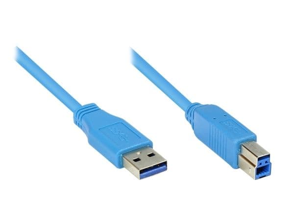 EXSYS EX-K1620-0.5, 0,5 m, USB A, USB B, USB 3.2 Gen 1 (3.1 Gen 1), 5 Gbit/s, Blå