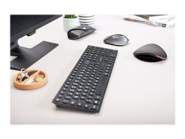 CHERRY KW 9100 SLIM, RF Wireless + Bluetooth, QWERTY, Musta