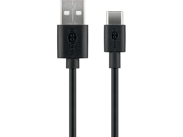 USB-C™ charging and sync cable (USB-A > USB-C™), 2 m, black - suitable for devices with a USB-C™ port, black