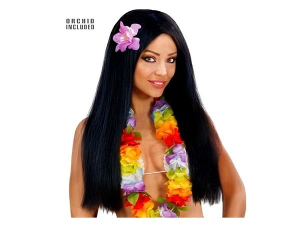 Hawaiiparykk med blomst