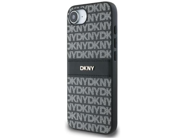 DKNY Repeat Texture Pattern med ton-i-ton stripe-deksel for iPhone 16e - svart