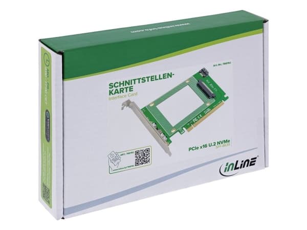 InLine-grensesnittkort PCIe x16 til U.2 NVMe SFF-8639 internt (76619J)