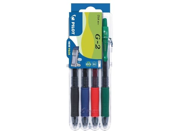 Pilot G-2 Gelpen m/klik Set-2-Go 0,7 mm Basic ass. farver