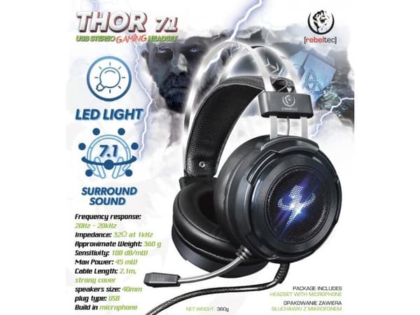 Stereo-hodetelefoner for spillere Rebeltec THOR