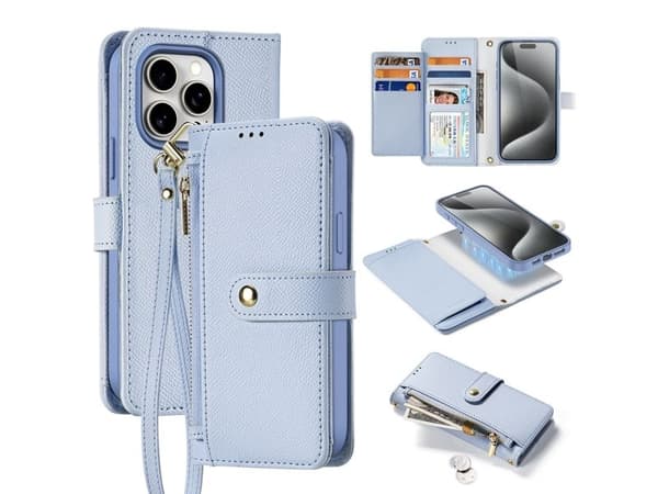 Dux Ducis Lawa lær-etui til iPhone 15 Pro Max - Blå