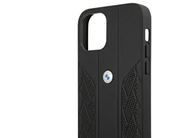 BMW lær Curve perforert deksel til iPhone 12 mini - svart