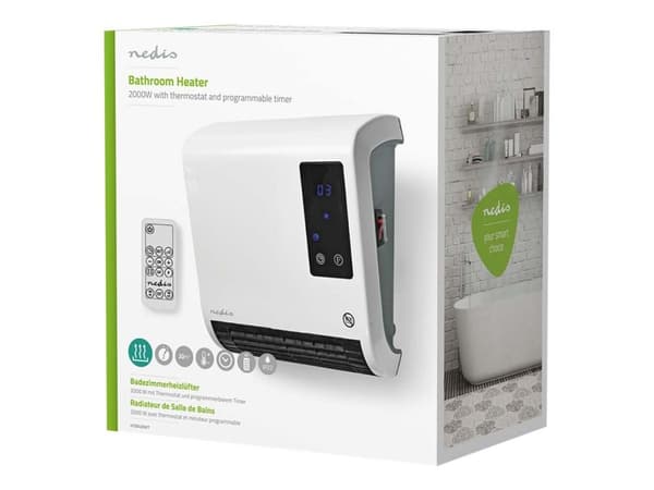 Nedis - Baderomsvarmer - veggmontert - 2000 W - CEE 7/17 - hvit