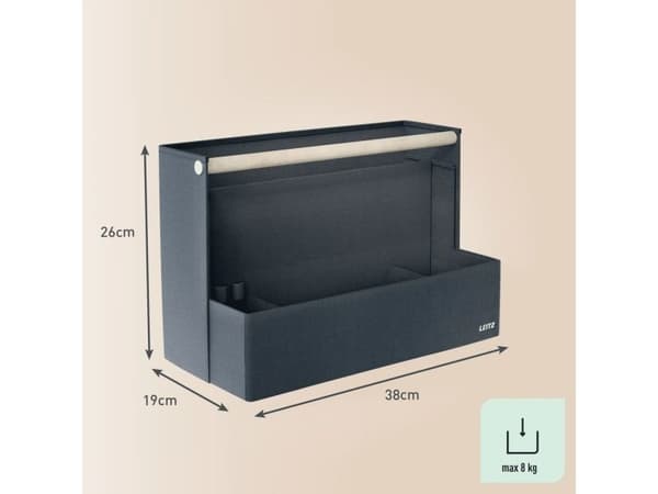 Leitz - Skrivebordsordner: 38 x 19 x 26 cm - mørk grå