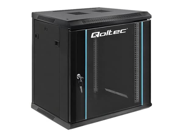Qoltec - Telinekotelo - musta - 12U - 19"