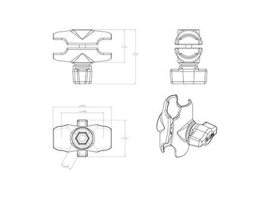 RAM RAM-B-201U-A - Støttearm - for RAM RAM-B-202-225-2U