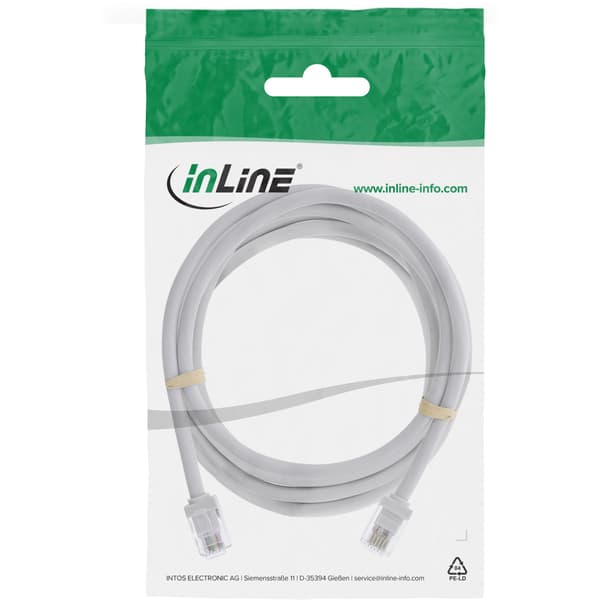 InLine 18745, 5 m, RJ-12, RJ-12, Uros, Uros, Harmaa