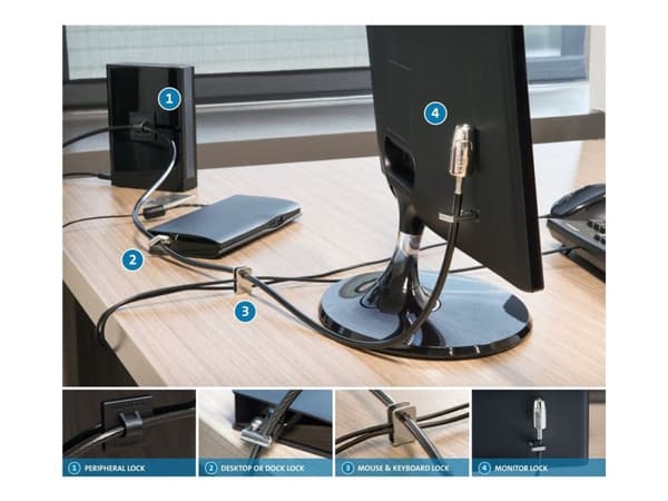 Kensington Desktop and Peripherals Standard Keyed Locking Kit 2.0 - Lås för säkerhetskabel - 2.4 m