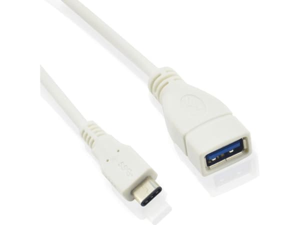 MicroConnect - USB-sovitin - USB Type A (naaras) - USB-C (uros) - USB 3.2 Gen 1 - 20 cm - valkoinen