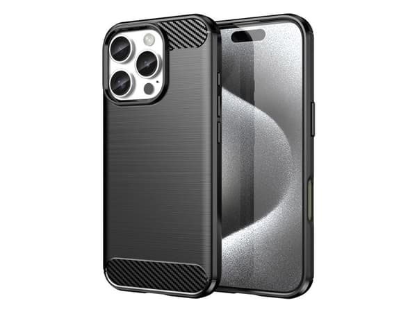 Karbon-deksel til iPhone 16 Pro Max - silikon-deksel - svart