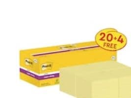 Post-it Super Sticky Notes, 76 x 76 mm, gul, förpackning med 24 st
