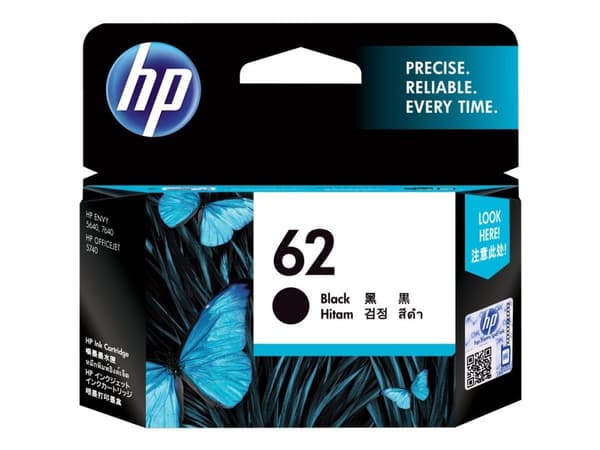 Blækpatron, HP 62, original, 4 ml, 200 sider, sort