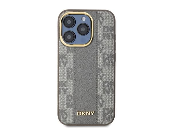 DKNY DKHMP15XPCPVSLE iPhone 15 Pro Max 6.7" beige/beige kotelo Nahka Checkered Mono Pattern MagSafe