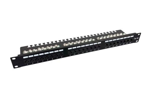 Lanview - Patch-panel - LSA - rackmontering - CAT 5e - UTP - RJ-45 X 24 - svart - 1U - 19"